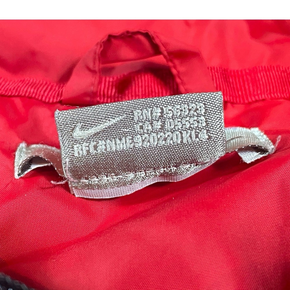Nike Vintage 90s Windbreaker Jacket Mens LARGE Red Gray Colorblock Swoosh Pocket - Picture 3 of 14